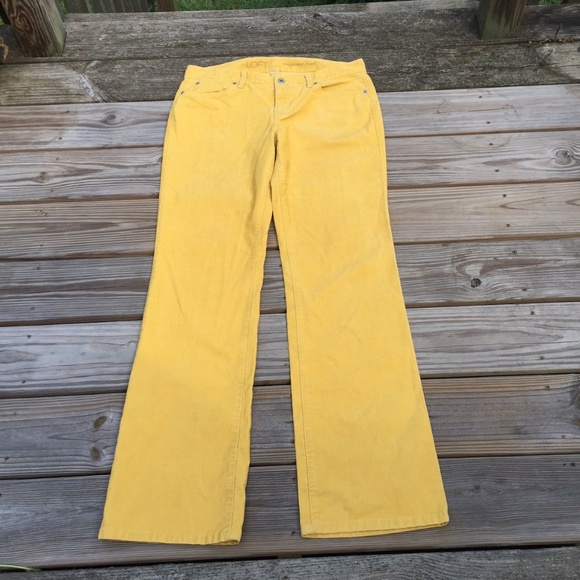 yellow bootcut jeans